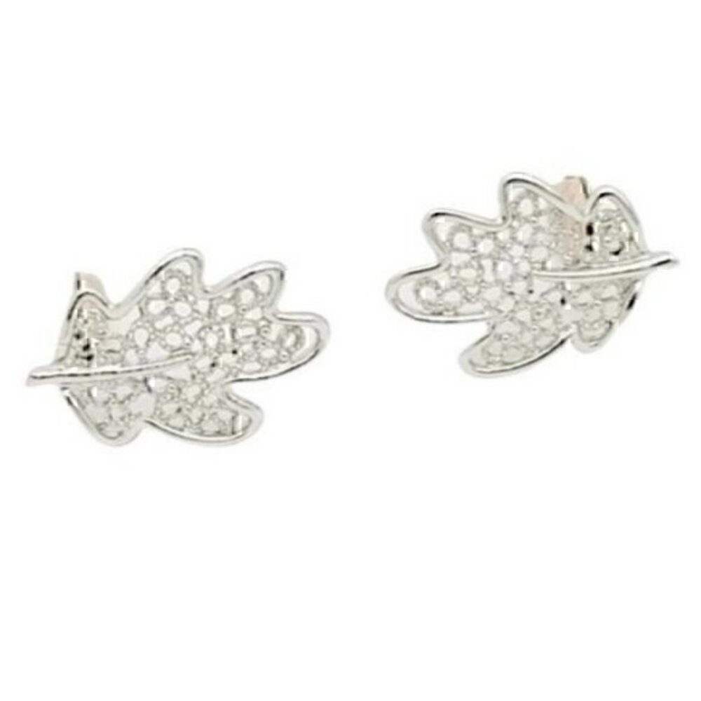 Sarah Coventry Silver tone leaves clip earrings